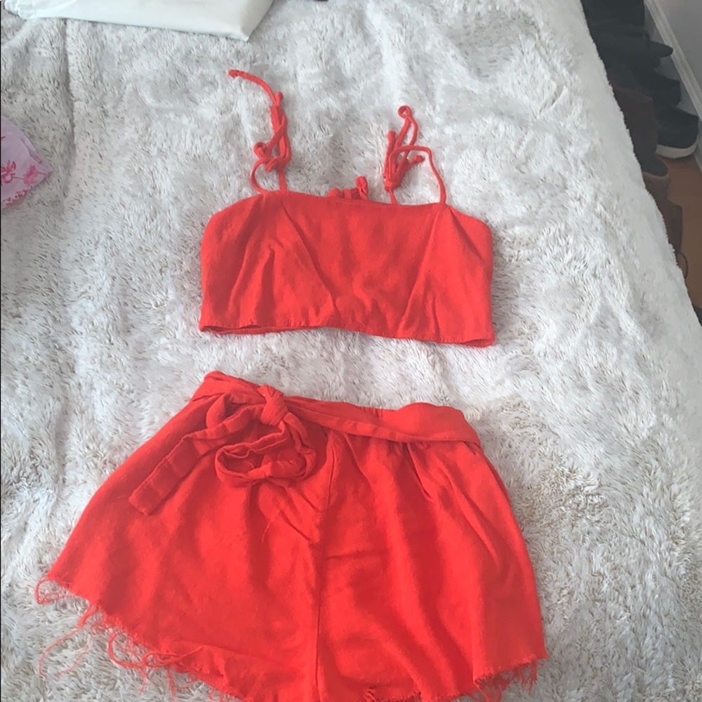Blue Blush crop top and skirt set